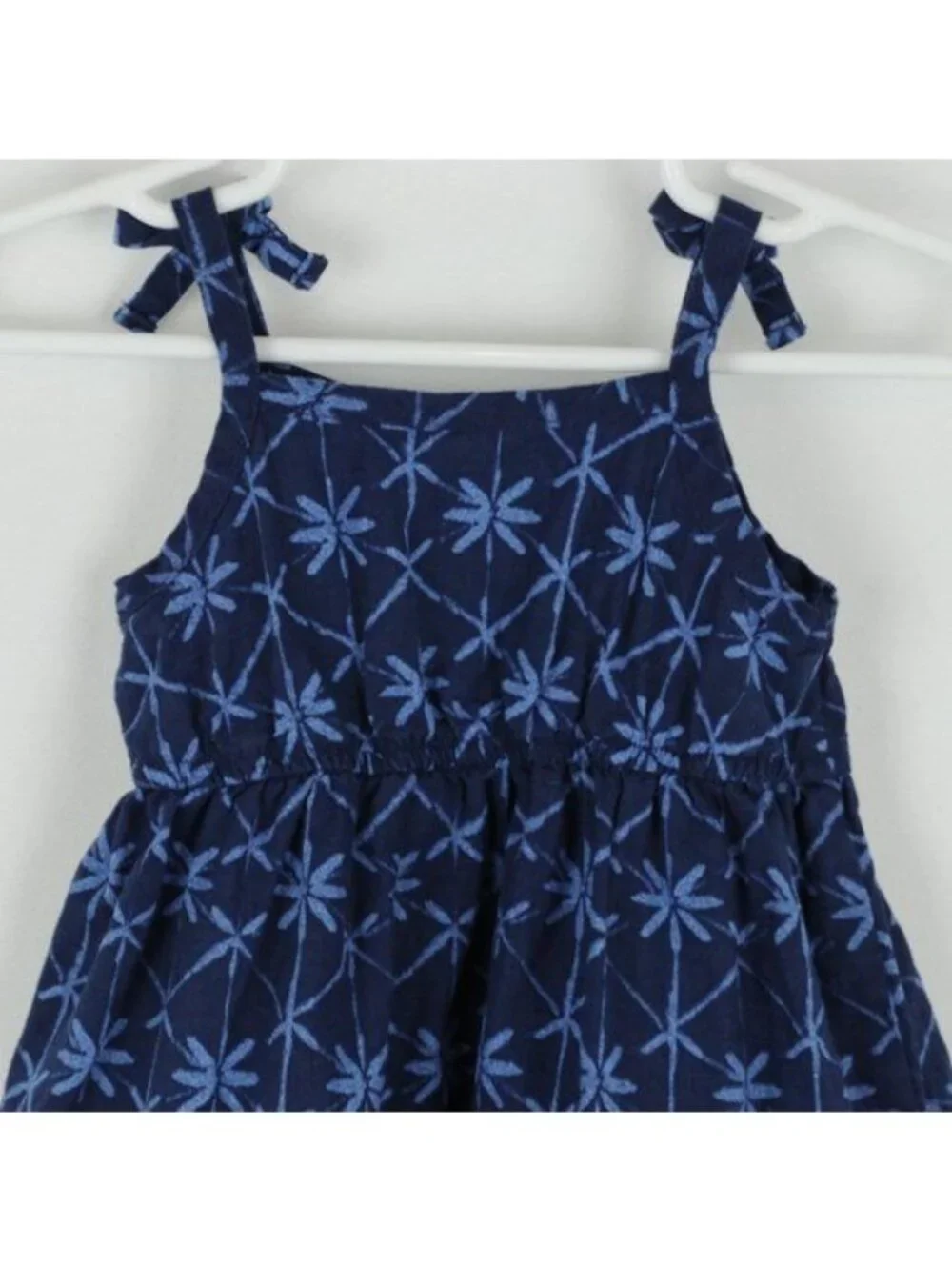 Carter's Infant Girls Size 6 Months Blue Floral Linen Woven Tiered Sun Dress